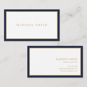 Minimalistische Navy Blauwe en Gouden Professionel Visitekaartje