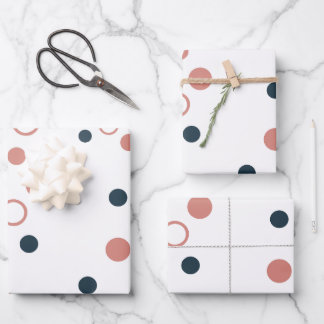 Minimalistische Navy Blauwe Koraal Stippen Inpakpapier Vel