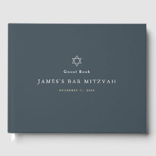 Minimalistische Navy Blue Bar Mitswa Gastenboek