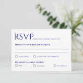 Minimalistische Navy Blue Wedding Response Kaart (Staand voorkant)