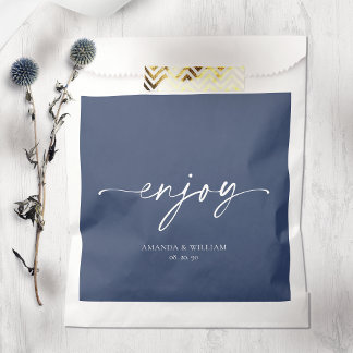 Minimalistische Navy Wedding Favoriet Bag Bedankzakje