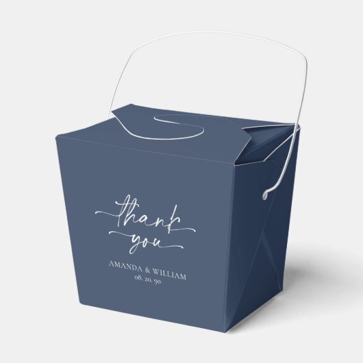 Minimalistische Navy Wedding Favoriet Box Bedankdoosjes (Voorkant Zijde)