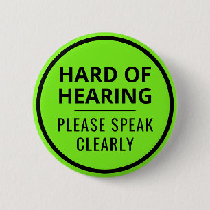 Minimalistische neon groene tekst Moeilijk horend Ronde Button 5,7 Cm