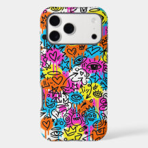 Minimalistische Neon Krabbel Doodle iPhone 17 Pro