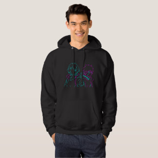 Minimalistische Neon Roze & Blauwe Cyberpunk Anime Hoodie