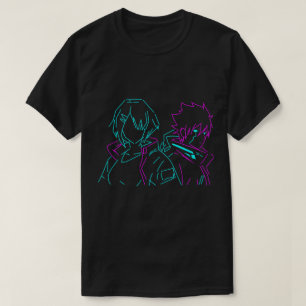 Minimalistische Neon Roze & Blauwe Cyberpunk Anime T-shirt