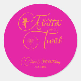 Minimalistische Neon Roze Fee Verjaardag Ronde Sticker