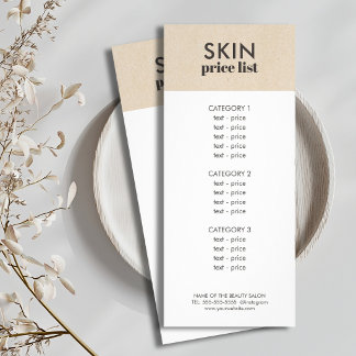 Minimalistische nep-kraft witte huidverzorging pri reclamekaart