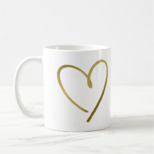 Minimalistische nepgoud glinsterende schetshart koffiemok