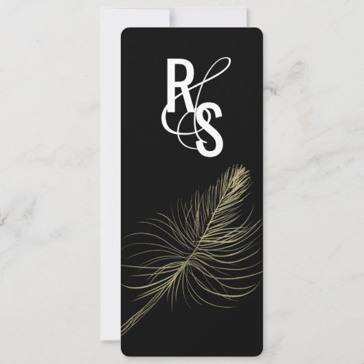 Minimalistische nepgoud veer boheemse details kaart (Achterkant)