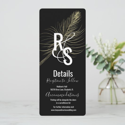 Minimalistische nepgoud veer boheemse details kaart (Staand voorkant)