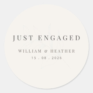 Minimalistische ‘Net Verliefd’ Botanische Warm Wit Ronde Sticker