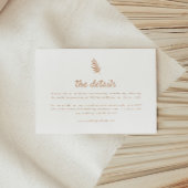 Minimalistische Neutral Palm Leaf Wedding Details Informatiekaartje