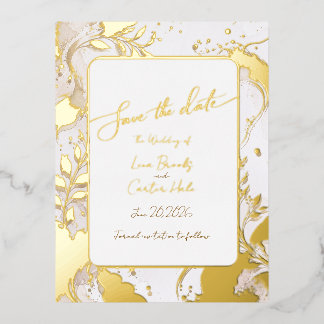 Minimalistische Neutrale Aquarel Folie Save the Da Uitnodiging Briefkaart