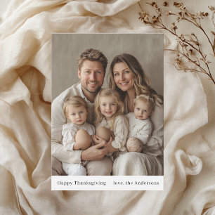 Minimalistische neutrale familie foto Thanksgiving Kaart
