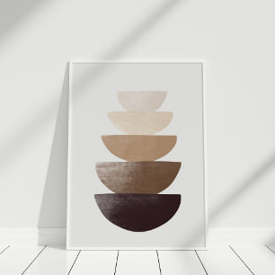 Minimalistische neutrale gestapelde kommen muur ku poster