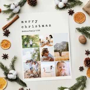 Minimalistische Neutrale Kerstmis Familie Foto Feestdagenkaart