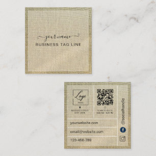 Minimalistische Neutrale Merk-Qr-Code Beige Linn Vierkante Visitekaartje