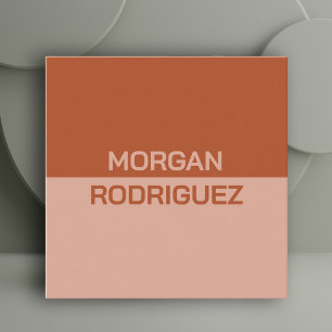 Minimalistische neutrale oranje koper terracotta vierkante visitekaartje