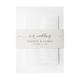 Minimalistische Neutrale Trouwdag Uitnodigingen Wikkel