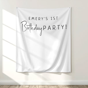 Minimalistische neutrale verjaardagsfeestnaam acht wandkleed