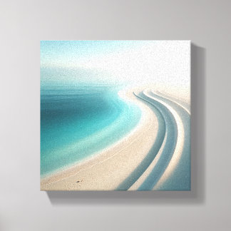 Minimalistische nevelige kustlijn met elegante zan canvas afdruk