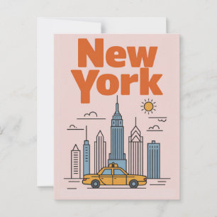 Minimalistische New York City Reis Skyline Briefkaart