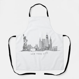 Minimalistische New York City Silhouette Lijnkunst Schort