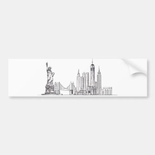 Minimalistische New York City Skyline Lijnkunst Bumpersticker