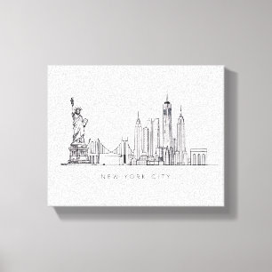 Minimalistische New York City Skyline Lijnkunst Canvas Afdruk