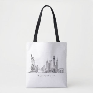 Minimalistische New York City Skyline Lijnkunst Draagtas