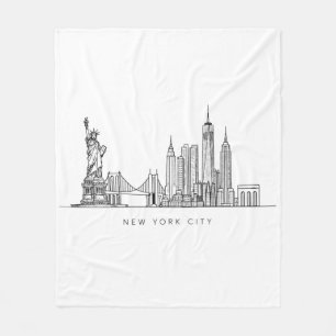 Minimalistische New York City Skyline Lijnkunst Fleece Deken