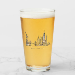 Minimalistische New York City Skyline Lijnkunst Glas