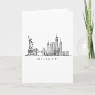 Minimalistische New York City Skyline Lijnkunst Kaart