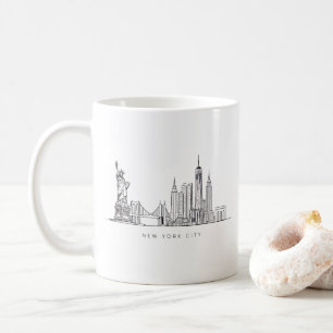 Minimalistische New York City Skyline Lijnkunst Koffiemok
