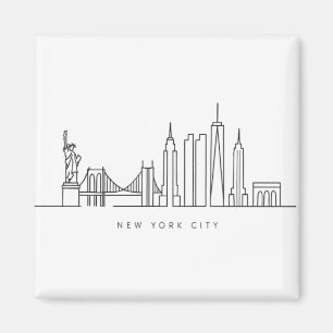 Minimalistische New York City Skyline Lijnkunst Magneet