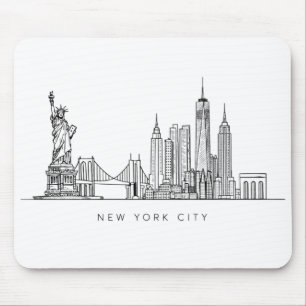 Minimalistische New York City Skyline Lijnkunst Muismat