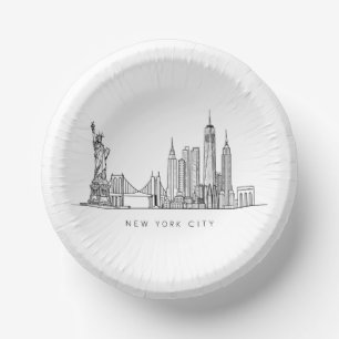 Minimalistische New York City Skyline Lijnkunst Papieren Kommen