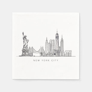 Minimalistische New York City Skyline Lijnkunst Servet