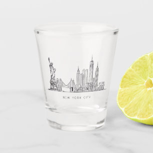 Minimalistische New York City Skyline Lijnkunst Shot Glas