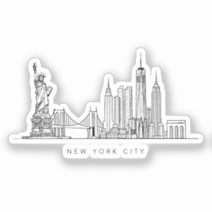 Minimalistische New York City Skyline Lijnkunst Sticker