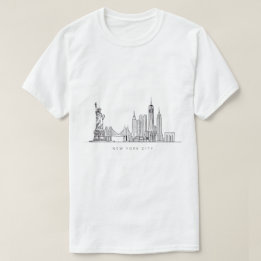 Minimalistische New York City Skyline Lijnkunst T-shirt