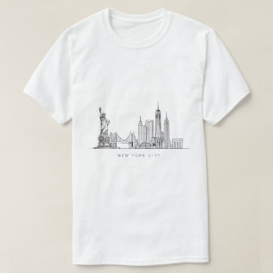 Minimalistische New York City Skyline Lijnkunst T-shirt