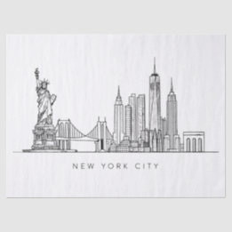 Minimalistische New York City Skyline Lijnkunst Tissuepapier