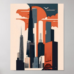 Minimalistische New Yorkse landschap platte vector Poster