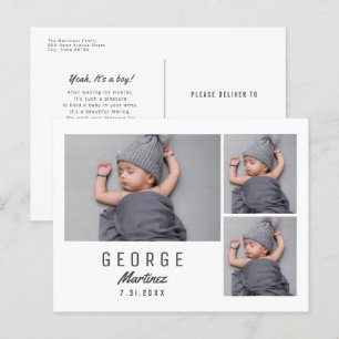 Minimalistische nieuwe baby foto geboorteaankondig briefkaart