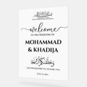 Minimalistische Nikah Moslim Bruiloft Welkom Acryl Bord (Hoek)