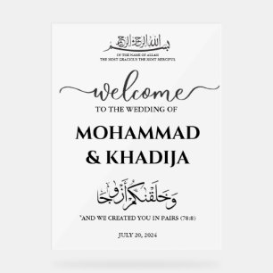 Minimalistische Nikah Moslim Trouw Welkom Acryl Bord
