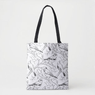 Minimalistische Noord-Amerikaanse Vogels Lijnkunst Draagtas
