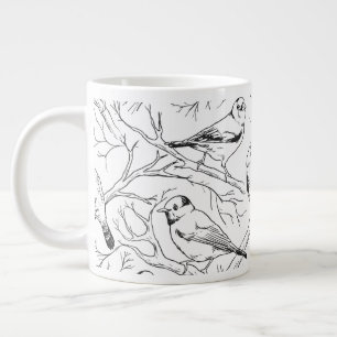 Minimalistische Noord-Amerikaanse Vogels Lijnkunst Extra Grote Beker